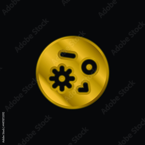 Bacteria gold plated metalic icon or logo vector