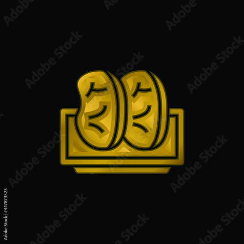 Bacon gold plated metalic icon or logo vector