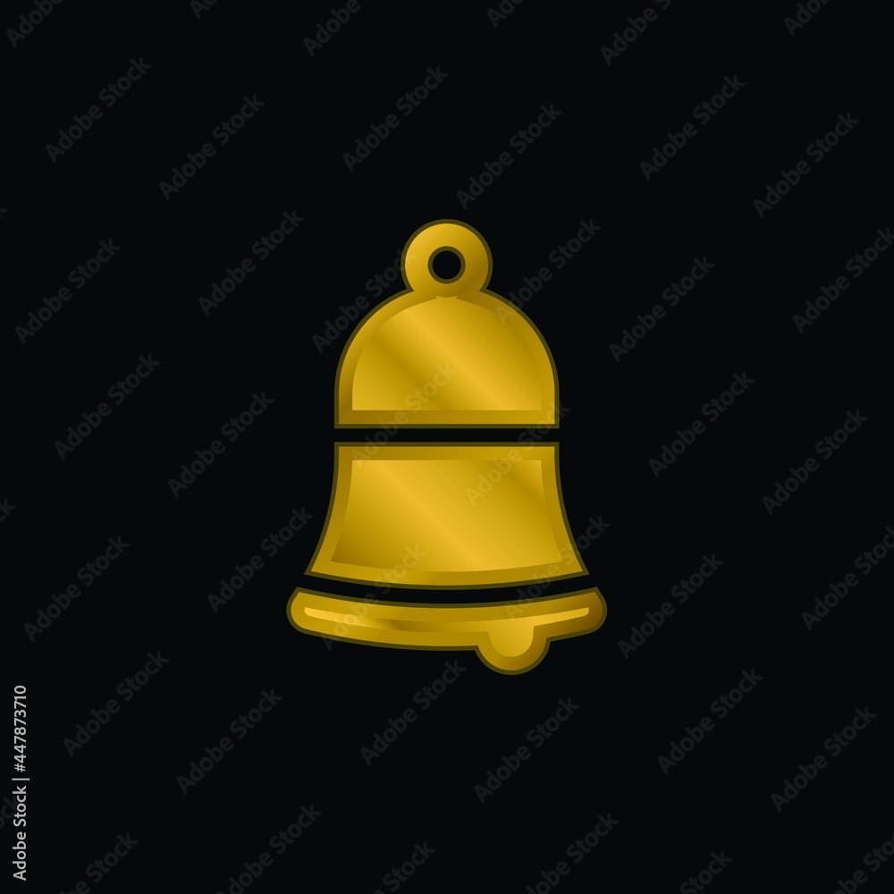 Bell gold plated metalic icon or logo vector Bell gold plated metalic icon or logo vector