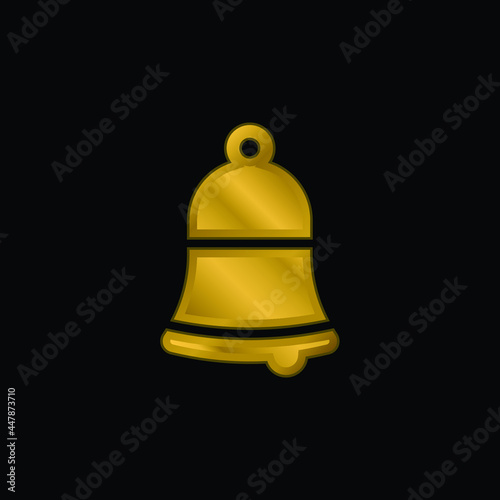 Bell gold plated metalic icon or logo vector