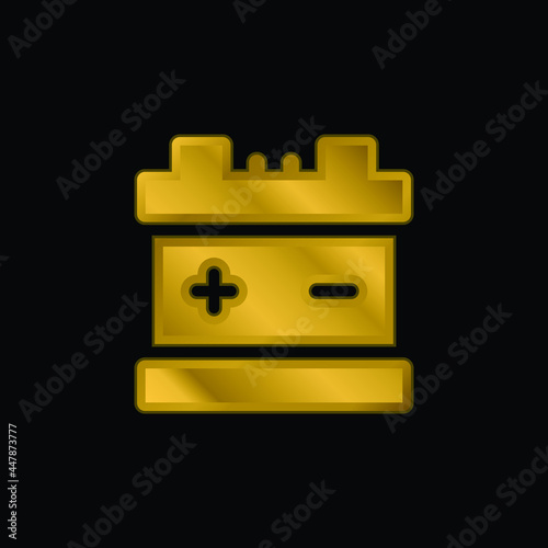 Battery gold plated metalic icon or logo vector