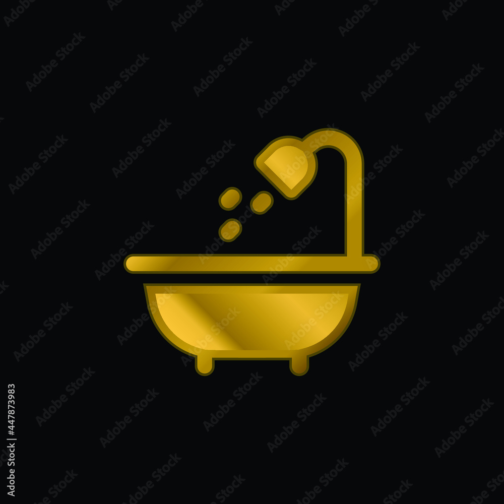 Bath gold plated metalic icon or logo vector Bath gold plated metalic icon or logo vector