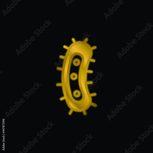 Bacteria gold plated metalic icon or logo vector