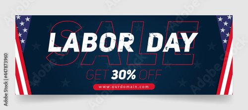 Labor day sale facebook cover page timeline web ad banner template | Modern layout concept design
