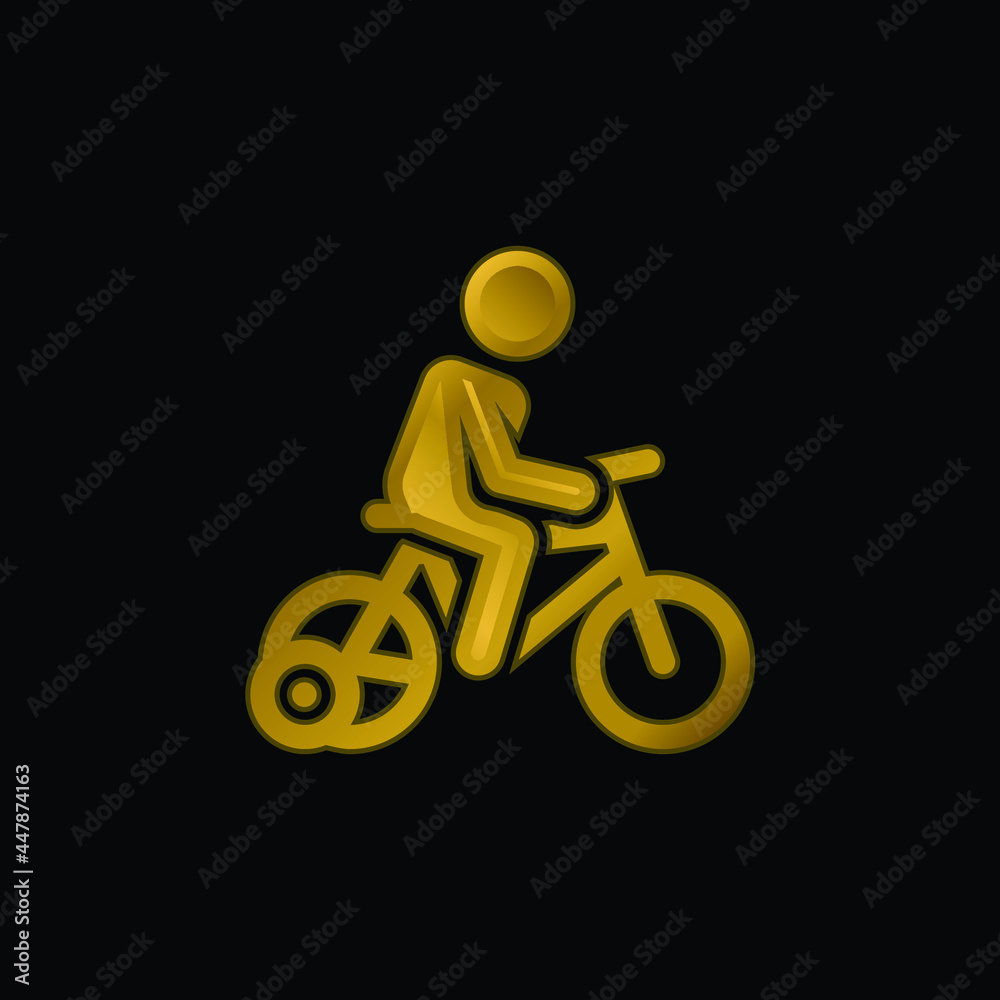 Bicycle gold plated metalic icon or logo vector Bicycle gold plated metalic icon or logo vector