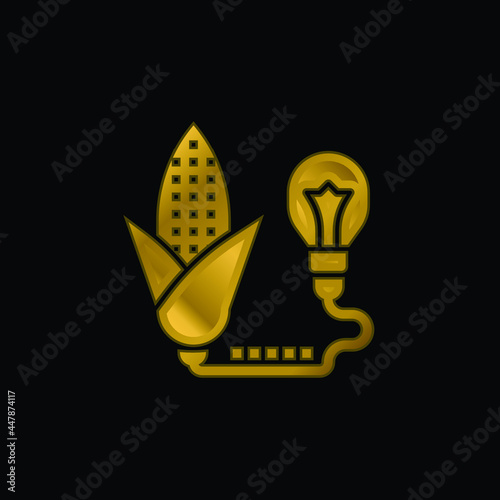 Biomass gold plated metalic icon or logo vector