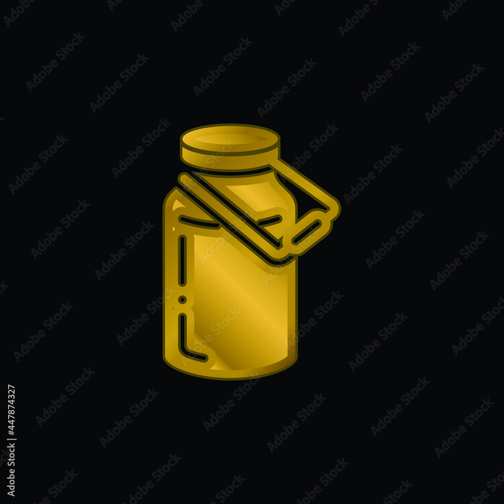 Bottle gold plated metalic icon or logo vector Bottle gold plated metalic icon or logo vector
