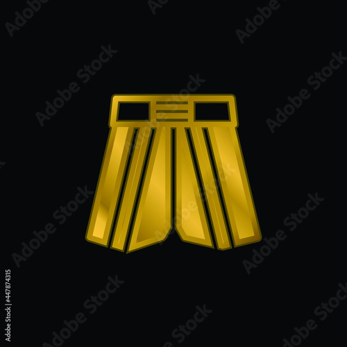 Boxing Shorts gold plated metalic icon or logo vector