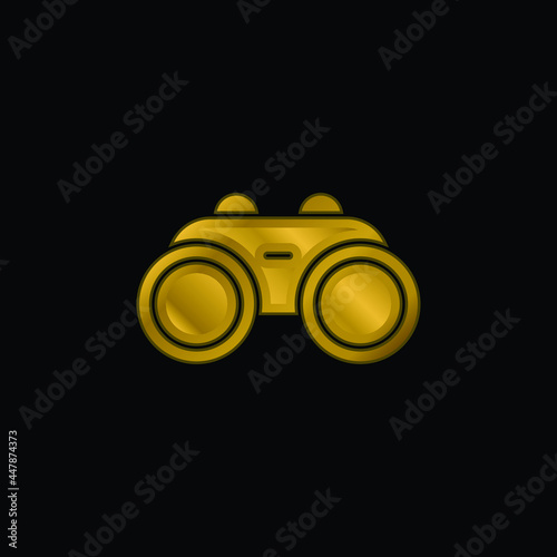 Binocular gold plated metalic icon or logo vector