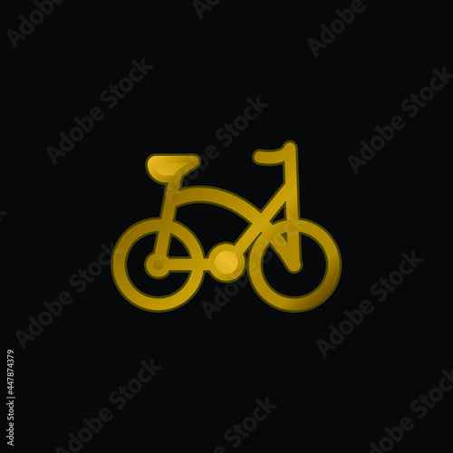 Bicycle gold plated metalic icon or logo vector