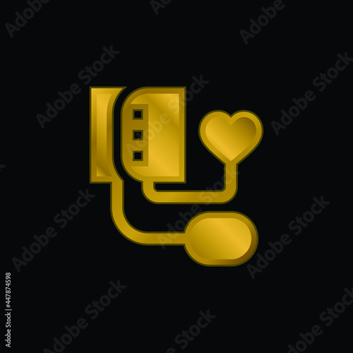 Blood Pressure gold plated metalic icon or logo vector