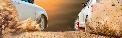 Rally race car drifting on dirt track. © toa555