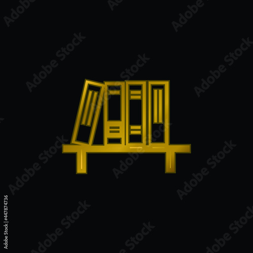 Books gold plated metalic icon or logo vector