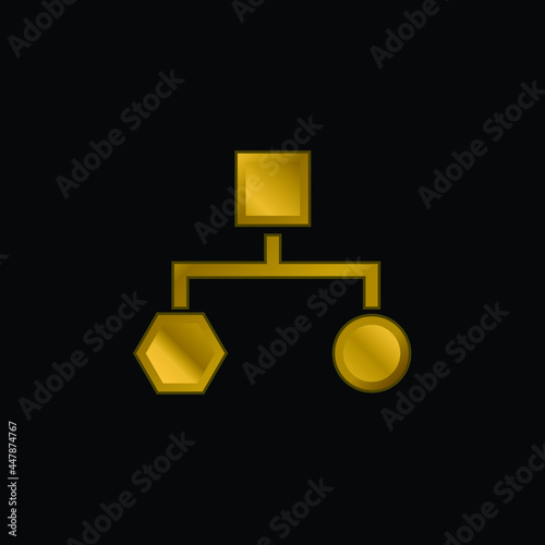 Block Schemes Of Black Shapes gold plated metalic icon or logo vector