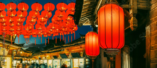 Chinese new year lantern in Lijiang old town ,China.
