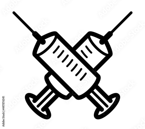 Vaccination theme vector illustration of a syringe isolated over white, epidemic or pandemic coronavirus covid 19 or flu or SARS or any other vaccine, pharmacology concept.