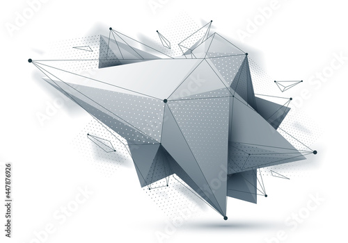 Polygonal form vector abstract design, modern futuristic shape AI neural network concept, dynamic technology abstraction theme, geometric art.