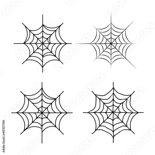 Set of cobwebs of various shapes. Simple vector elements for design.
