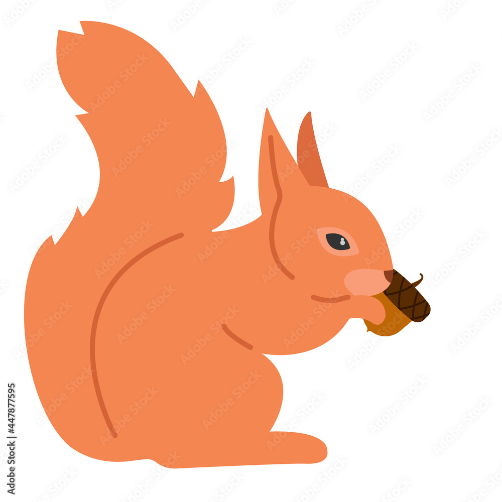 Illustration of cute squirrel eats nut on autumn background Illustration of cute squirrel eats nut on autumn background