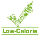 Low Calorie Green Health Symbols Tick Mark On Top 