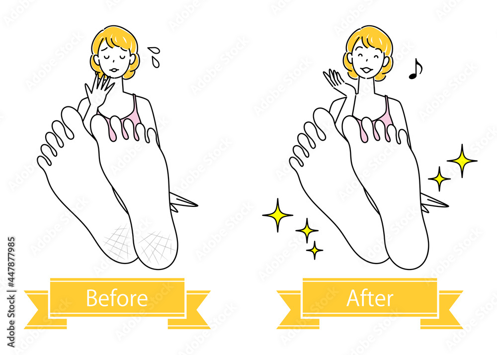 スキンケア 乾燥 足裏のお肌トラブルのビフォーアフター 可愛い女性のイラスト シンプル ベクター Skin Care Dryness Before And After Foot Skin Problems Clip Art Of Pretty Woman Simple Illustration Vector Stock Vector Adobe Stock
