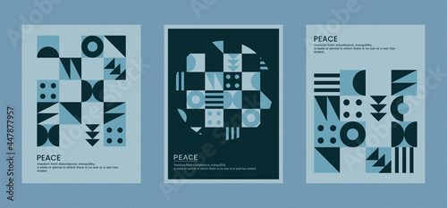 Geometric Poster, subject: Peace. Inside this poster, peaceful Objects and colors are used.