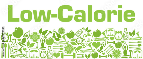 Low Calorie Green Health Symbols Bottom Text 