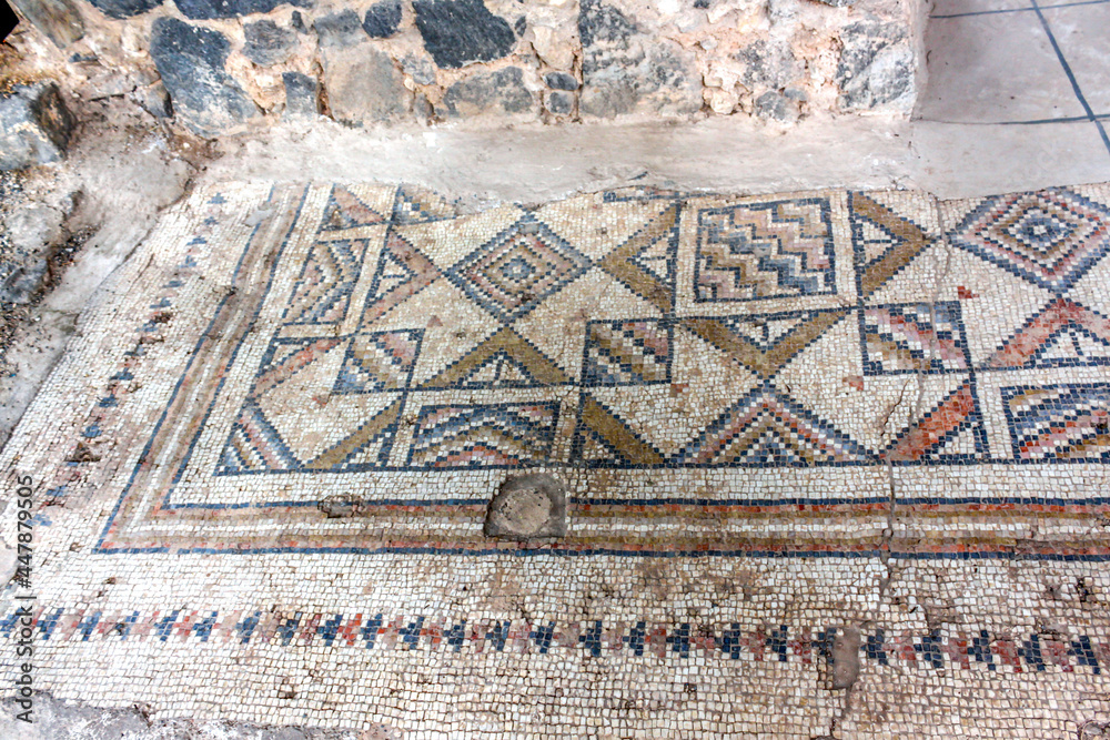 Mosaic floor at Hamat Tiberias National Park in Israel
