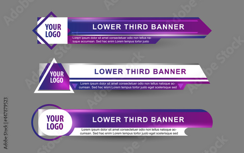 Set collection vector of Broadcast News Lower Thirds Template layout design banner for bar Headline news title, sport game in Television, Video and Media Channel