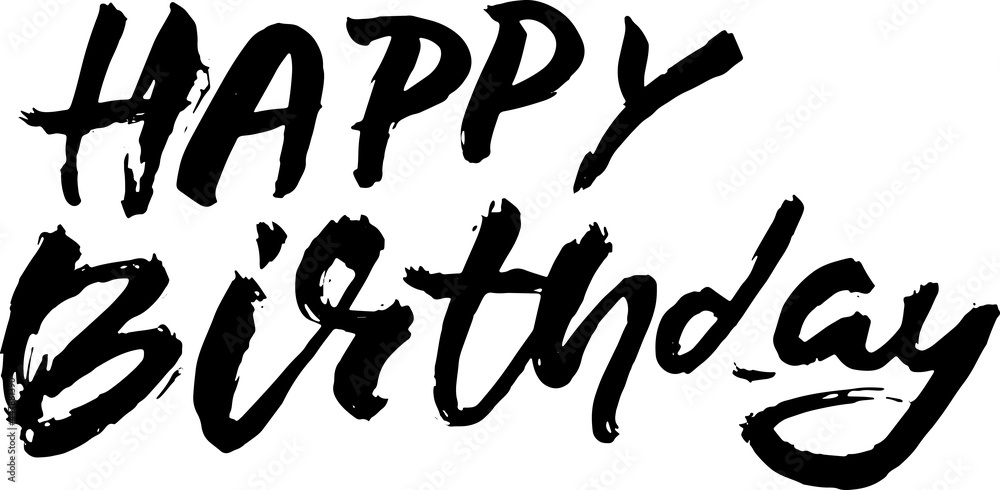 Happy birthday modern dry brush lettering for invitation and greeting card, prints and posters. Hand drawn inscription, calligraphic illustration