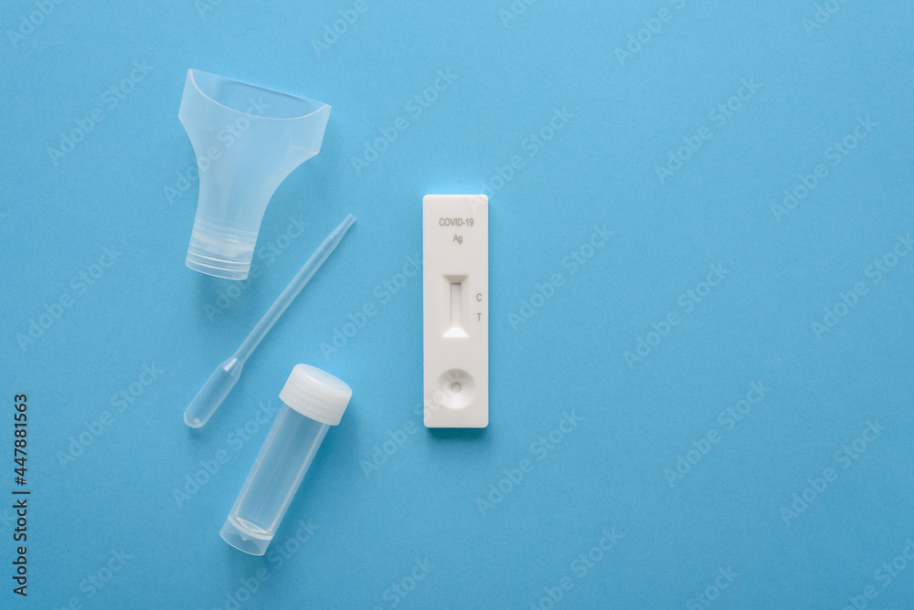Covid19 antigen test kit with cassette, pipette and plastic bottle for ...