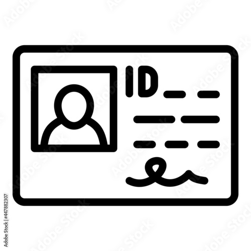 Driver license id icon. Outline Driver license id vector icon for web design isolated on white background