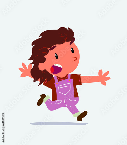cartoon character of little girl on jeans running angry