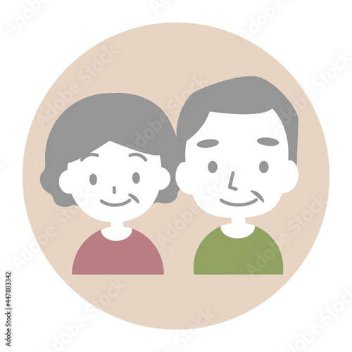 笑顔の老夫婦　主線なし　フラット