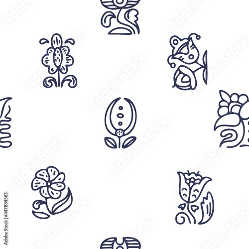 Pattern in folk style. Hand-drawn pattern with flowers.