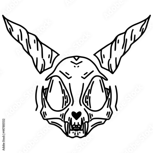 Skull of a cat. Halloween clipart. A tool for the ritual. Occult witchcraft.