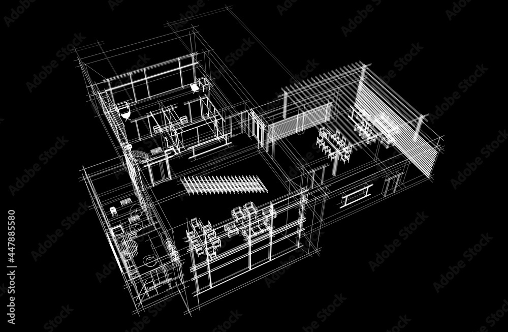modern house architectural drawing 3d rendering and 3d illustration modern house architectural drawing 3d rendering and 3d illustration