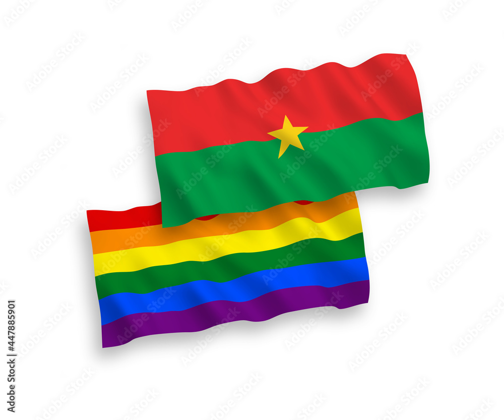Obraz premium Flags of Burkina Faso and Rainbow gay pride on a white background
