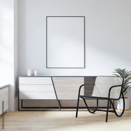 Interior Poster Frame Mockup with Modern Furniture Decoration 