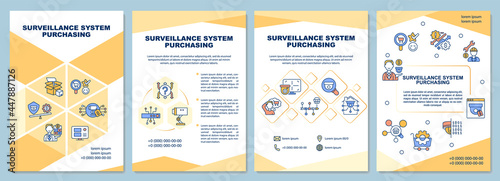 Surveillance system purchasing brochure template. Flyer, booklet, leaflet print, cover design with linear icons. Vector layouts for presentation, annual reports, advertisement pages