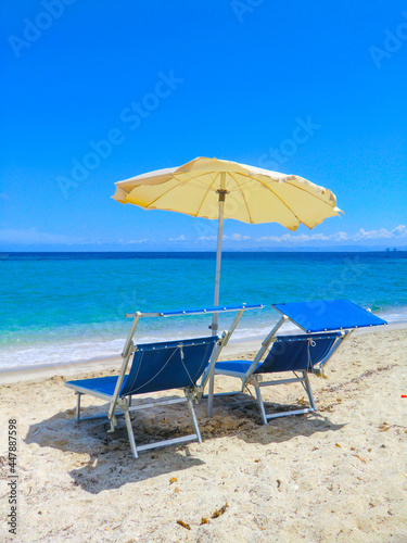 Emerald sea and white sand beach at Ezzi Mannu in august 2021  Pazzona beach  Sardinia  Italy  Europe