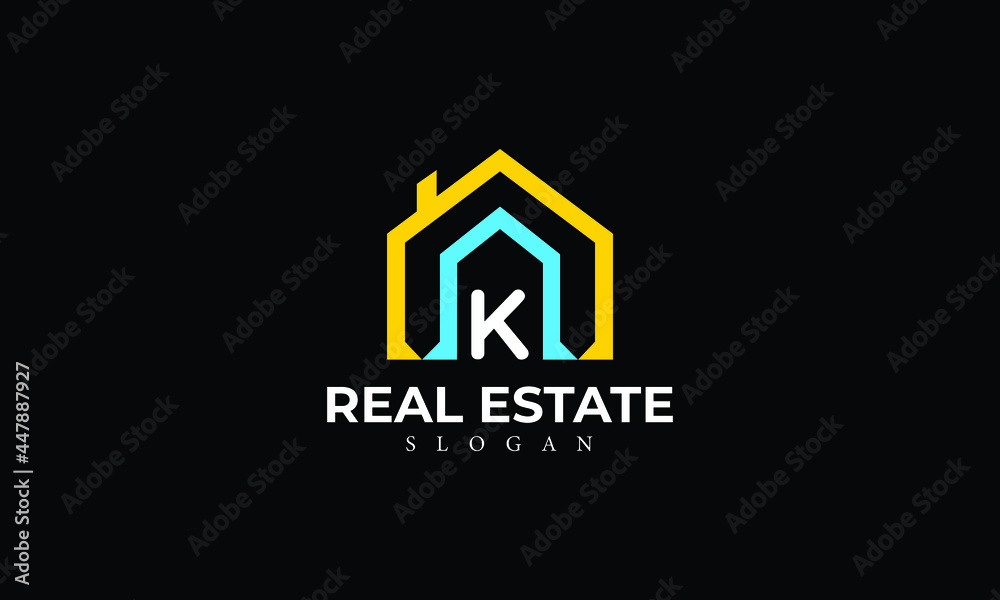 Alphabet K Real Estate Monogram Vector Logo Design, Letter K House Icon Template Alphabet K Real Estate Monogram Vector Logo Design, Letter K House Icon Template