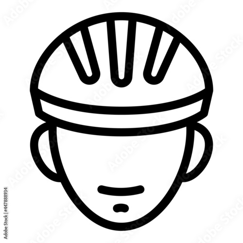 Cyclist with helmet icon. Outline Cyclist with helmet vector icon for web design isolated on white background