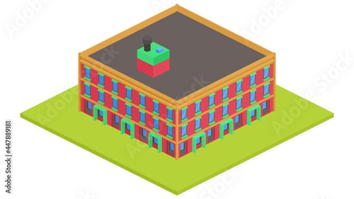 Isometric isolated vector building apartment.