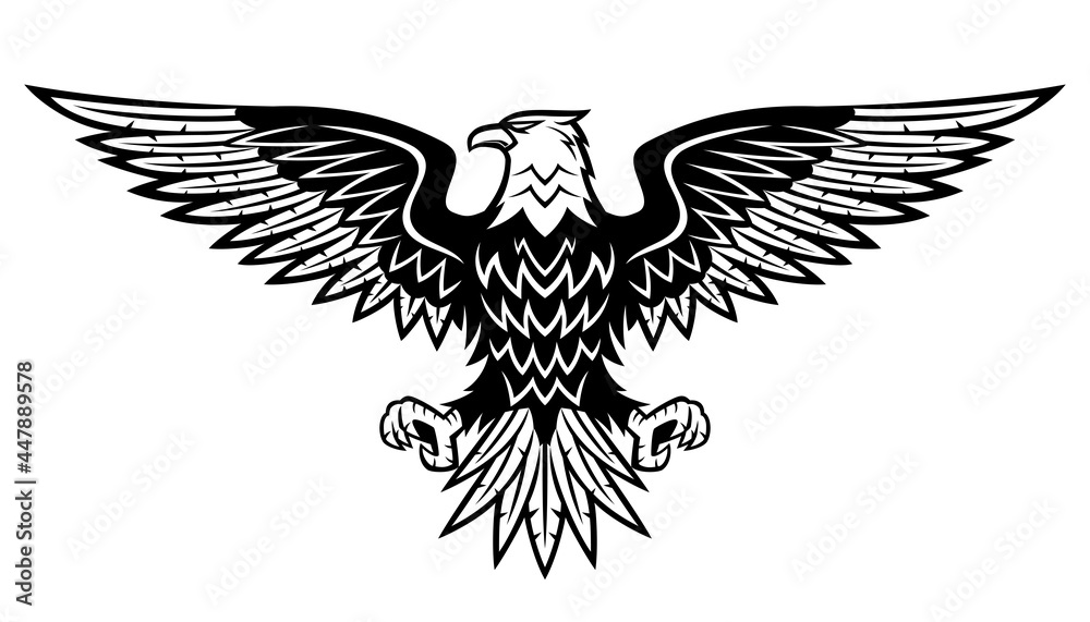 Fototapeta premium Illustration with bald eagle icon isolated on white background.