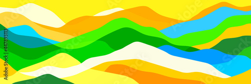 Multicolor mountains, translucent waves, abstract color glass shapes, modern background, vector design Illustration for you project © panimoni