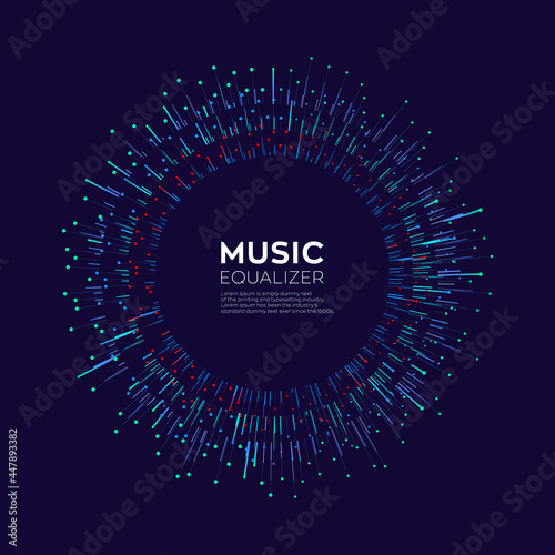 Vector sound wave. Abstract colorful digital music equalizer. Audio wave graph of frequency and spectrum vector illustration on dark background..