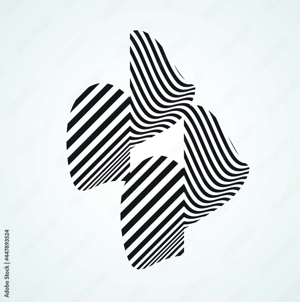 Fototapeta premium Trendy Logo with flow lines . Geometric unusual icon Design . Vector stripes . Organic shape.