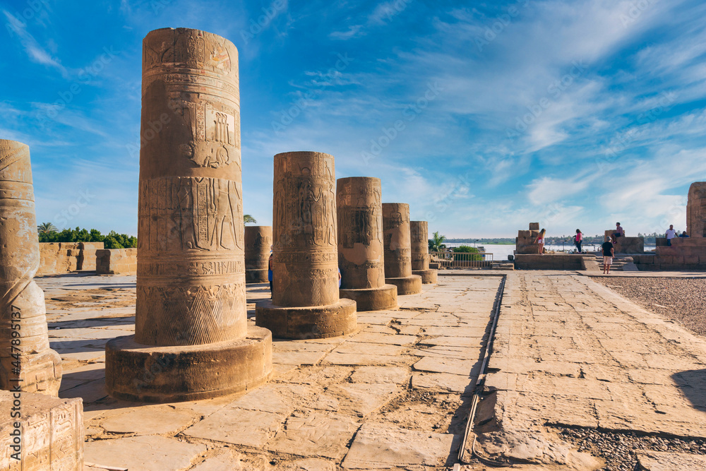 Temple of Kom Ombo dedicated to the crocodile god Sobek and the falcon god Haroeris - Entrance - Temple of Kom Ombo dedicated to the crocodile god Sobek and the falcon god Haroeris - Entrance -