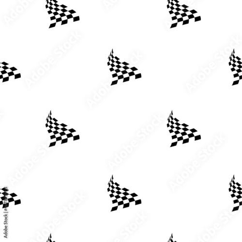 Starting finish Race flags for auto racing, motocross, bicycle races, competitions, championships. Black and white objects seamless pattern. Vector image for sports, championships and champions.